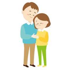 寄り添うあう若いカップル