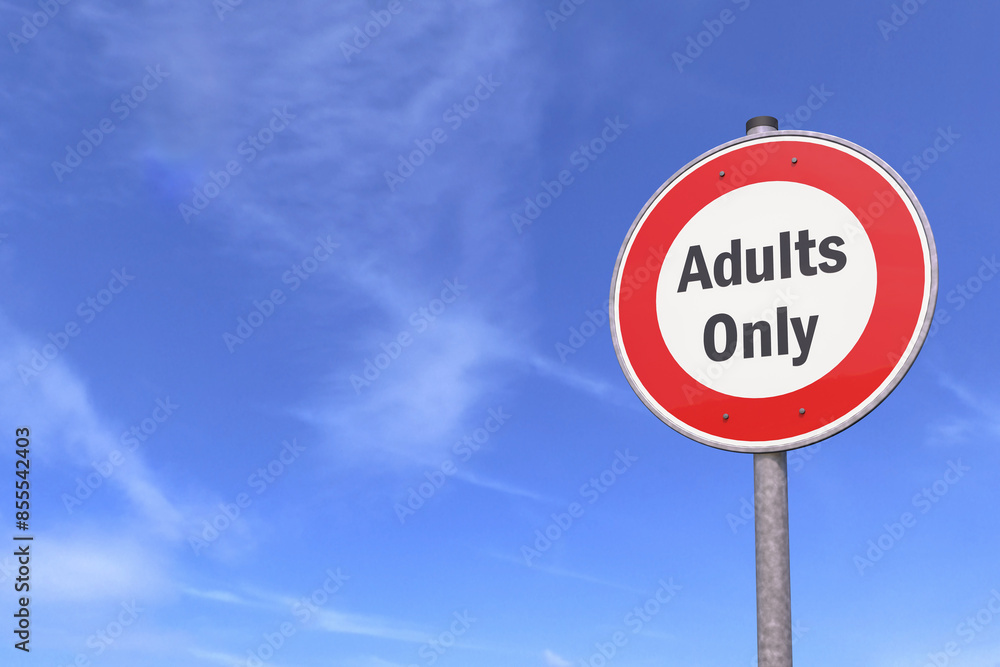 Poster 3d rendering of a traffic sign - adults only warning symbol.