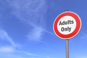 3d rendering of a traffic sign - adults only warning symbol.