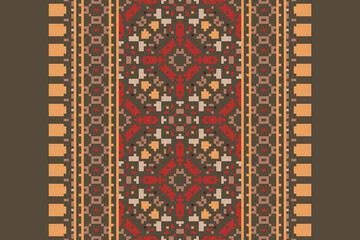 Ethnic Ikat tropical seamless pattern. Motif ethnic handmade beautiful Ikat art. Ikat ethnic tribal, boho colors seamless wallpaper. Abstract traditional. 