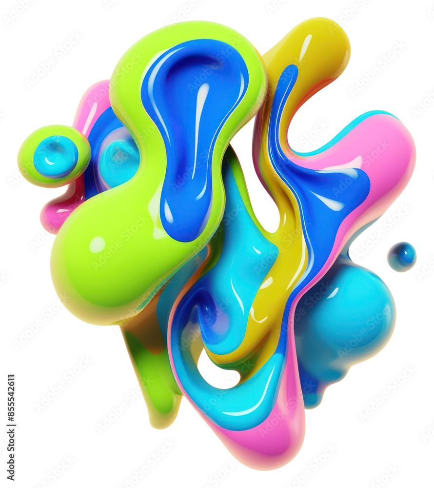 Poster png 3d render of abstract fluid shape represent of basic shape confectionery graphics balloon.