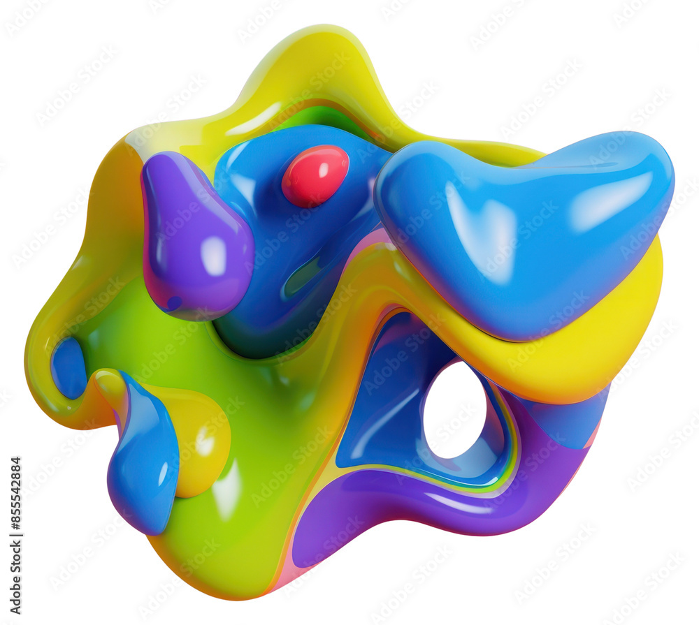 Poster png 3d render of abstract fluid shape represent of basic shape balloon toy.