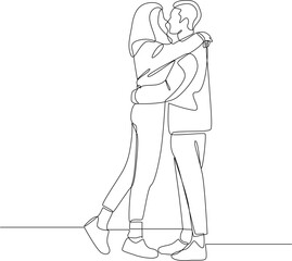 Couple kissing one line art illustration vector