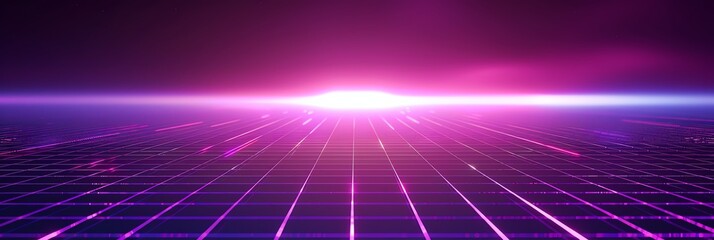 Obraz premium Dazzling light effect, A square grid of light,simple and soft halo with a sense of rhythm,purple. pink and black gradient, grid shape dazzle, a fine grid of light, fine color transition, HD, 16K, 3:1