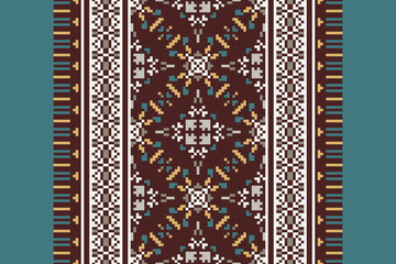 Ethnic Ikat tropical seamless pattern. Motif ethnic handmade beautiful Ikat art. Ikat ethnic tribal, boho colors seamless wallpaper. Abstract traditional. 