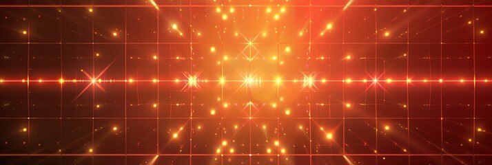 Obraz premium Dazzling light effect, A square grid of light,simple and soft halo with a sense of rhythm, orange, red and black gradient, grid shape dazzle, a fine grid of light, fine color transition, HD, 16K, 3:1