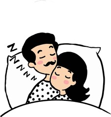 Couple resting on soft pillows
