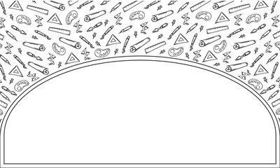 Frame of hand drawn Artist tools in doodle style
