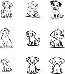 set of cartoon dogs