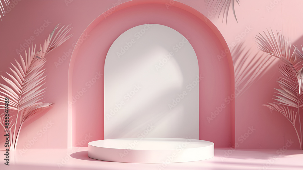 Poster pink cylinder empty podium . abstract minimal design studio scene. realistic 3d render background,pi