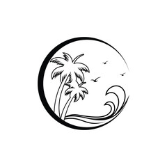 beach and palm logo design template vector,editable eps 10.