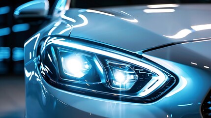 The front of a car headlight close up