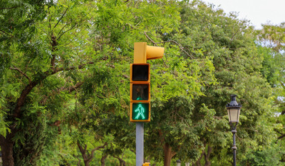 A pedestrian user-friendly intelligent signal light in Barcelona, Spain.