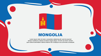 Mongolia Flag Abstract Background Flat Design Template. Mongolia Independence Day Banner Wallpaper Vector Illustration. Mongolia Design