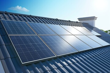 solar panel on the roof in realistic 3d by generative ai