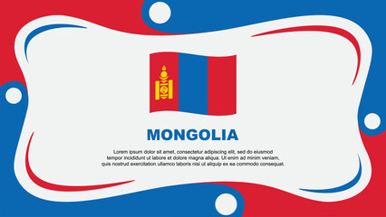 Mongolia Flag Abstract Background Flat Design Template. Mongolia Independence Day Banner Wallpaper Vector Illustration. Mongolia Independence Day