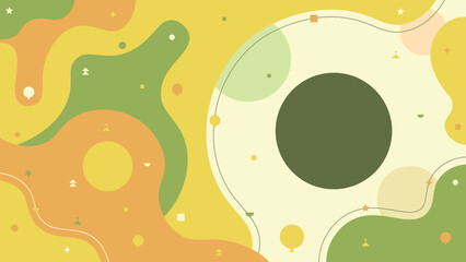 Abstract background featuring circles, lines, and abstract shapes. Colorful, flat vector illustration.