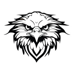 Eagle head black and white logo monochrome isolated on white background