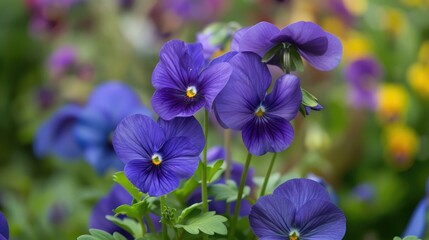 Vibrant purple violet blooms in an outdoor garden