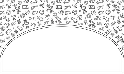 frame of communication icon in hand drawn style frame background