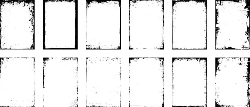 Set of Decorative vintage frames and borders set. Grunge frame collecton. Grounge border set. Spray Paint Vector Elements isolated on White Background. 