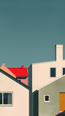 Obraz premium Minimalist architecture Illustration of colorful houses, backgrounds