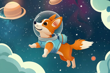 Fototapeta premium cartoon animals in space