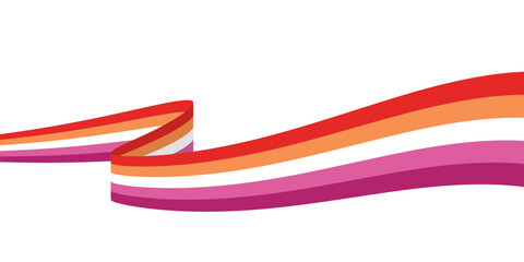 Orange, white, and pink colored curved line icon, as the colors of the lesbian flag. LGBTQI concept. Flat vector illustration.	