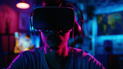 Obraz premium portrait gamer using VR