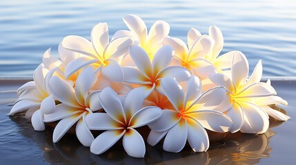 Naklejka premium frangipani flower on water