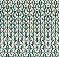 Fototapeta premium abstract seamless pattern with decorative flower classic art deco fan pattern floral motif for fabric home wear carpets background surface design packaging vector illustration