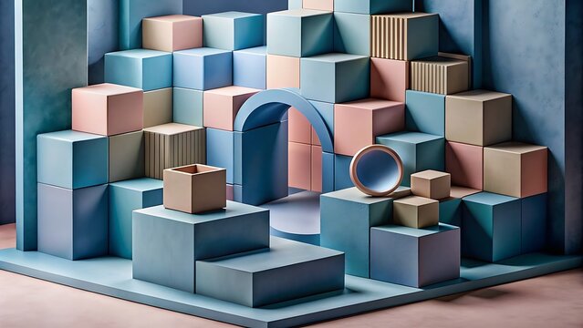 Stunning 3D Abstract Geometric Blocks Background , 3D Geometric Blocks Background