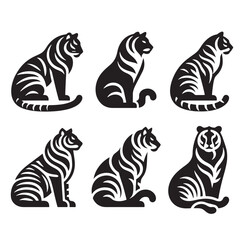 simple design of silhouette of tiger walking vector illustration Adobe Illustrator Artwork