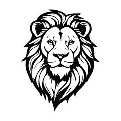 Fototapeta premium Lion head black and white monochrome logo