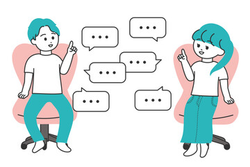 会話が盛り上がっている男女のイラスト