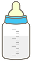 Cute baby element in kids Style Cartoon illustration blue milk bottle
