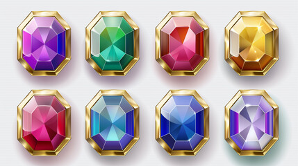 Asset of Diamonds for mobile game for mobile game or slot game element isolation, Illustration.