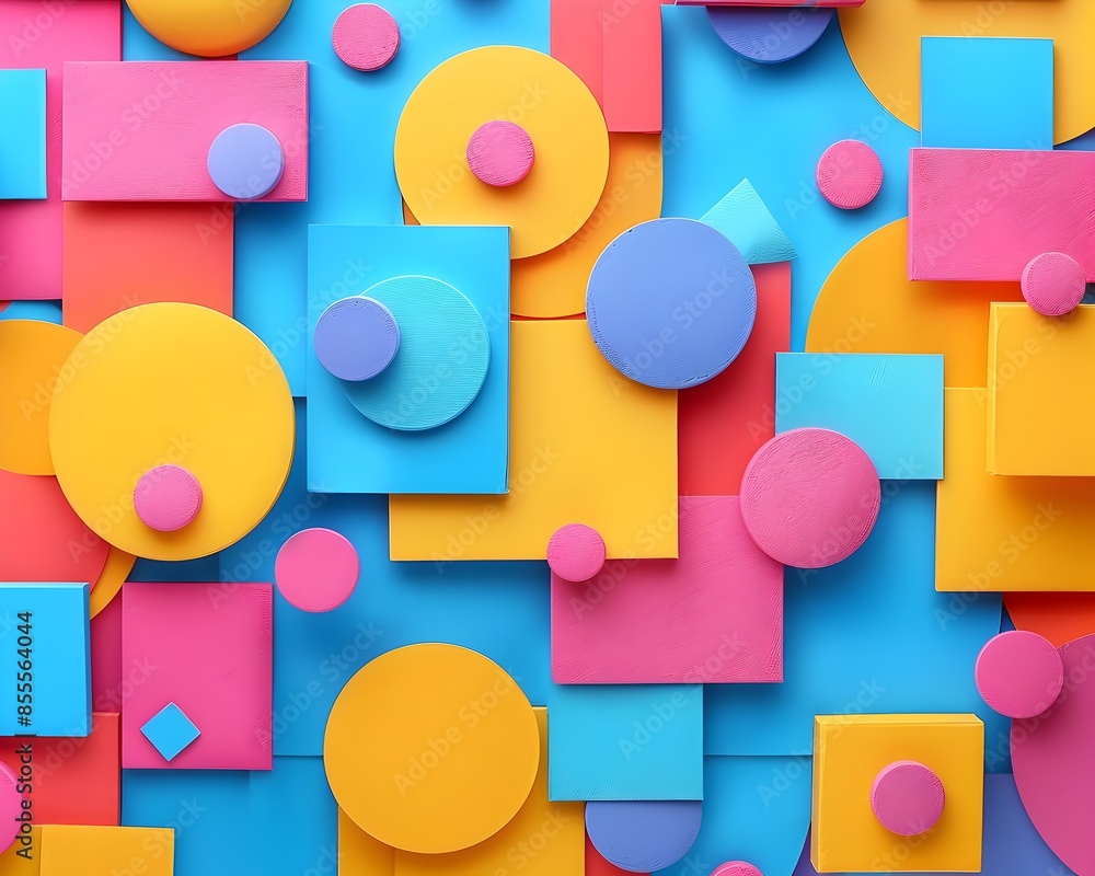 Poster bright and colorful abstract background with playful geometric shapes for children s products and mo