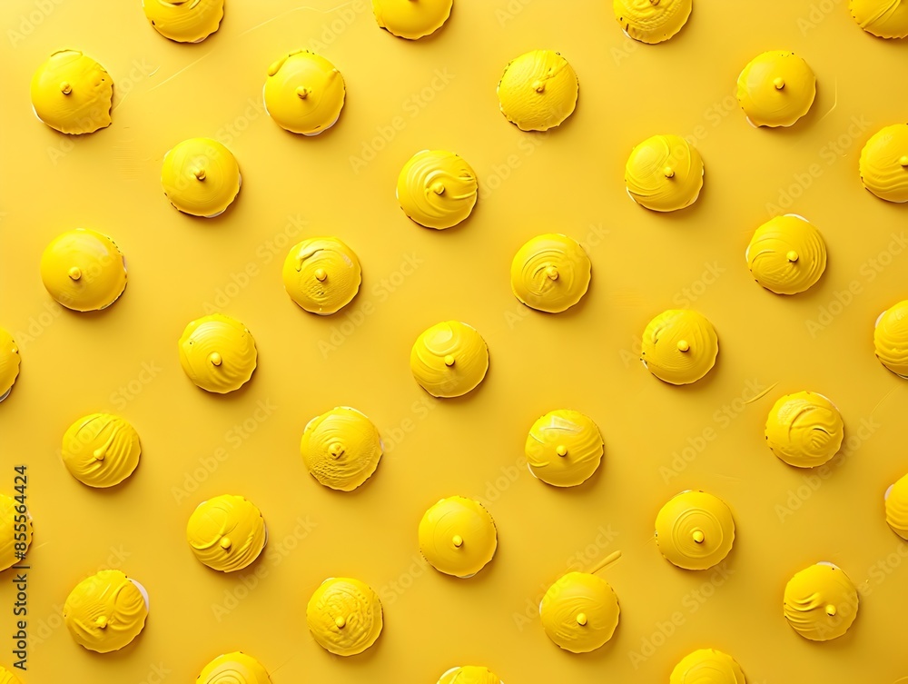 Poster bright and cheerful yellow polka dot background with subtle design for mockup and copy space