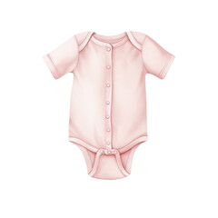 Obraz premium A pink baby onesie with short sleeves and button closure. Perfect for a baby shower or new baby announcement., PNG, transparent, isolated white background