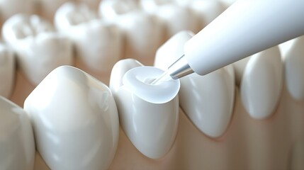 Fototapeta premium Dental filling of caries, medical treatment of human teeth