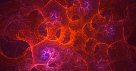 3D manual rendering abstract valentine red fractal light background. Its not AI Generatd illustration.