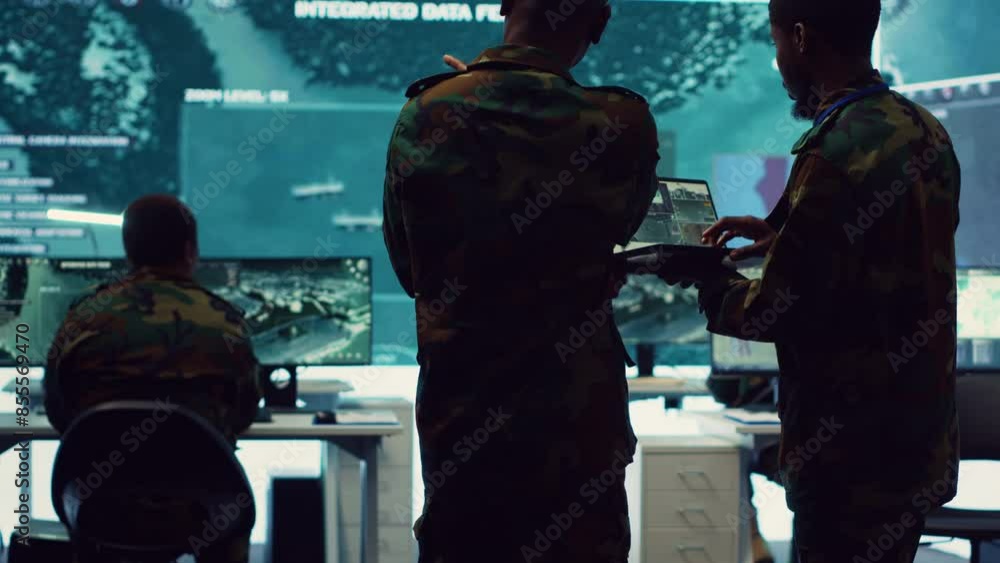 Poster intelligence analysts supervising and coordinating the big data analysis, processing tactical inform