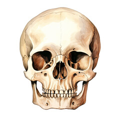 Obraz premium Human skull watercolor clipart illustration isolated on transparent background