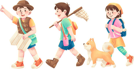 Children Exploring Nature Illustration