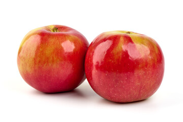 Red prince apples, isolated on white background.