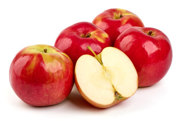 Red prince apples, isolated on white background.