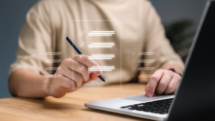 Online business contract Electronic signature, e-signing, digital document management, paperless office, signing business contract concept.