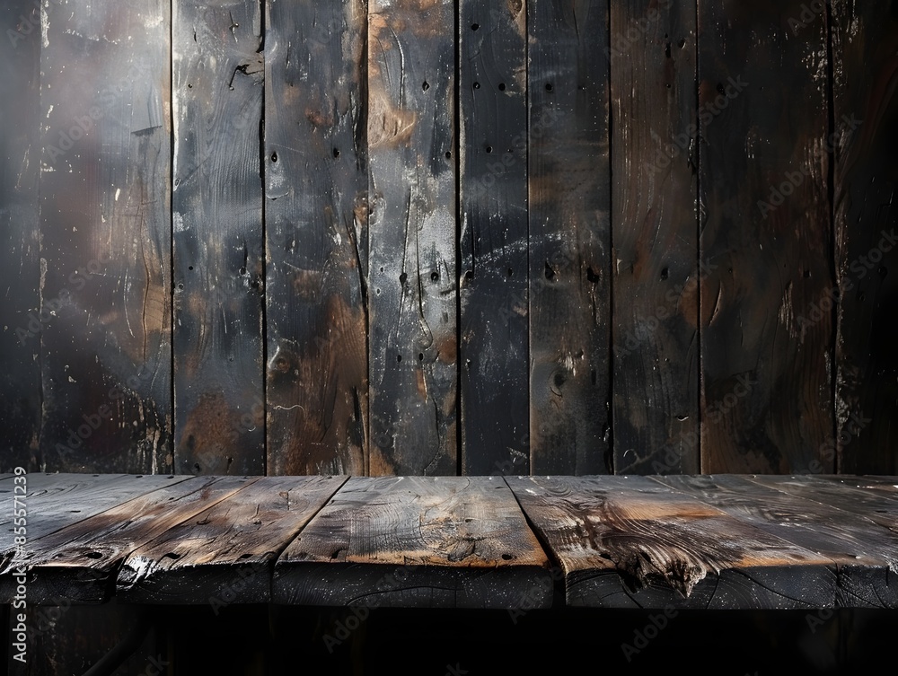 Aufkleber rustic wooden backdrop for artisanal product presentation and display with ample copy space