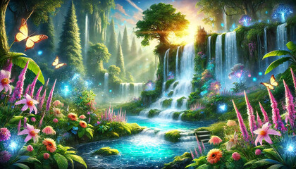 幻想的で美しい滝